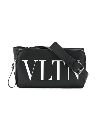 Valentino Garavani Vltn-print Belt Bag In Black