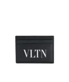 Valentino Vltn-print Cardholder In Black