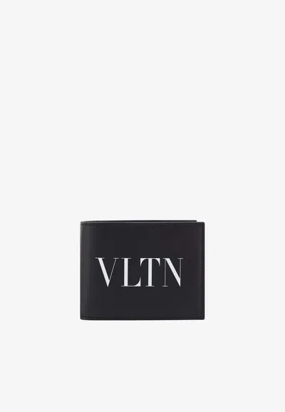 Valentino Garavani Vltn Print Leather Wallet In Black