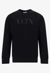 Valentino Cotton Crewneck Sweatshirt With Vltn Print In Black