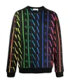 Valentino Vltn Rainbow Crew-neck Sweatshirt In Black