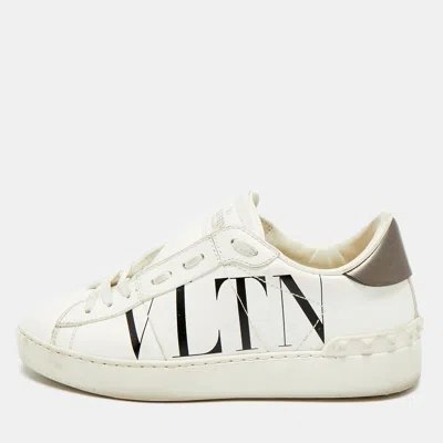 Pre-owned Valentino Garavani Vltn Size 35.5 White Leather Low Top Sneakers