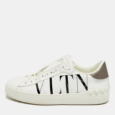 Pre-owned Valentino Garavani Vltn Size 37 White Leather Low Top Sneakers
