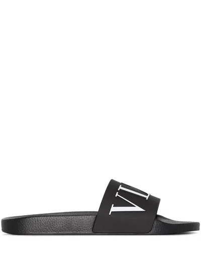 Valentino Garavani Vltn Slide Sandals In Black