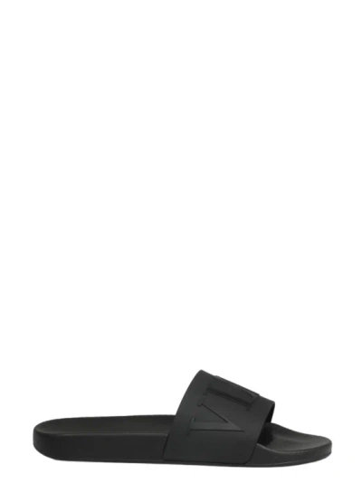 Valentino Garavani Vltn Slide Sandals In Black