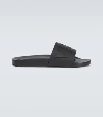 Valentino Garavani Logo Slide Sandals In Black