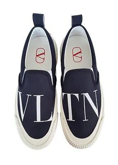 Pre-owned Valentino Garavani Valentino Vltn Slip-on Moccasin Shoes In Canvas 2y2s0g77vpz 0ni Black