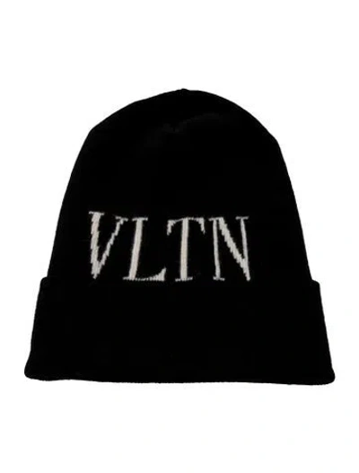 Pre-owned Valentino Garavani Vltn Wool Beanie In Black
