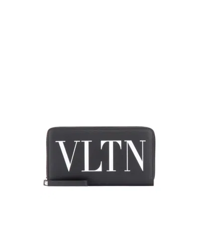Valentino Garavani Vltn Zip Around Continental Wallet In Black