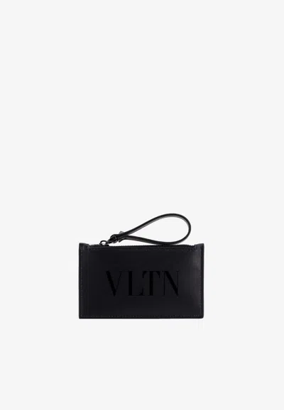 Valentino Garavani Vltn Zipped Cardholder In Black