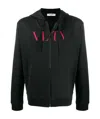 Valentino Vltn Zipped Hoodie In Gray