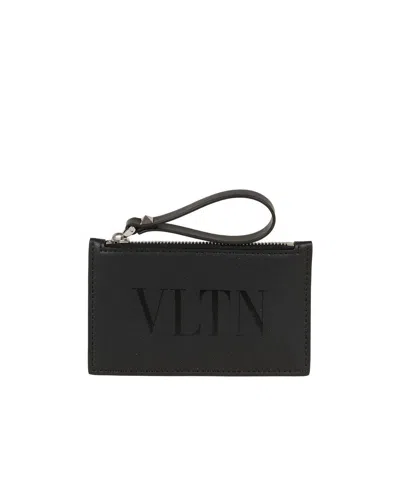 Valentino Garavani Vltn Zipped Wallet In Black
