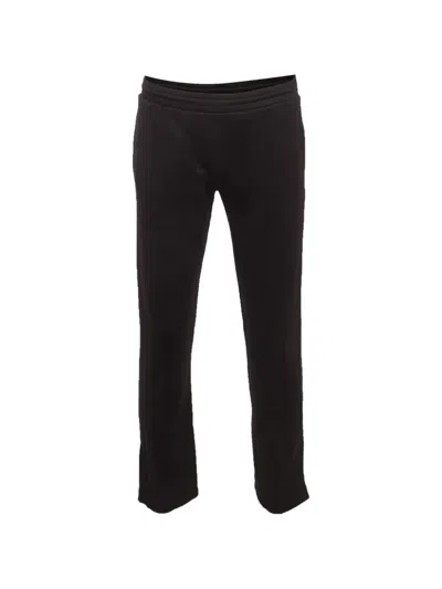 Pre-owned Valentino Vltn-logo Straight-leg Trousers In Black