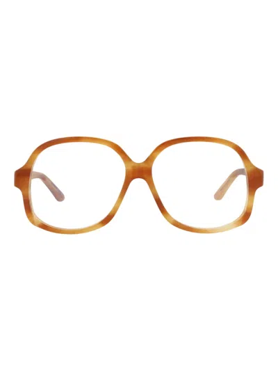 Valentino Garavani Valentino Vlx Eyeglasses In 20360 - Havana Havana Transparent