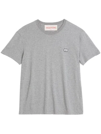 Valentino Vlogo Patch Crewneck T-shirt In Grey