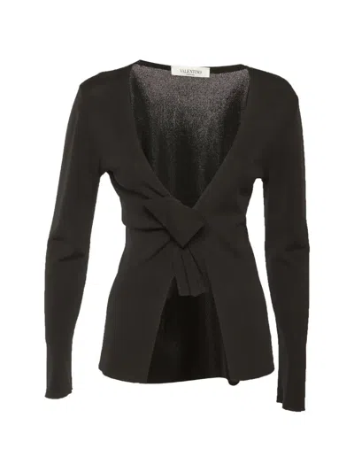 Pre-owned Valentino V-neck Cardigan In Black