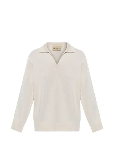 Valentino V-neck Cashmere Sweater In Gray