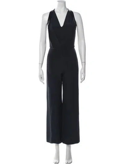 Pre-owned Valentino V-neck Jumpsuit In Blue