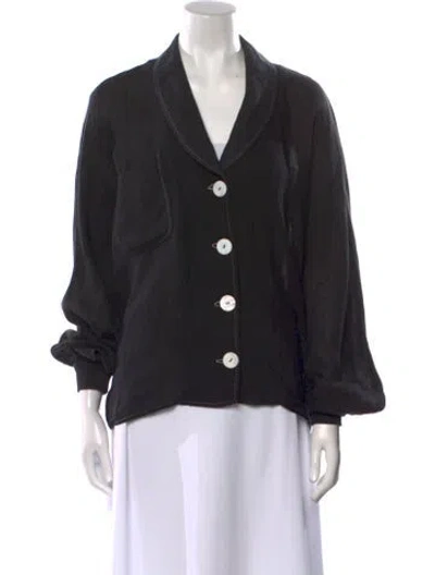 Pre-owned Valentino V-neck Long Sleeve Blouse In Gray