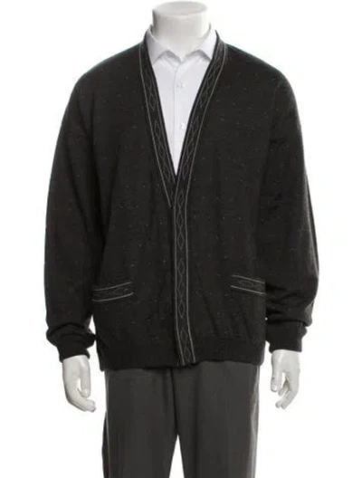 Pre-owned Valentino V-neck Long Sleeve Cardigan In Black