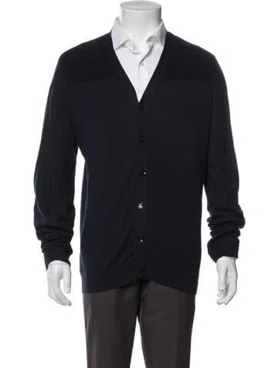 Pre-owned Valentino V-neck Long Sleeve Cardigan In Blue