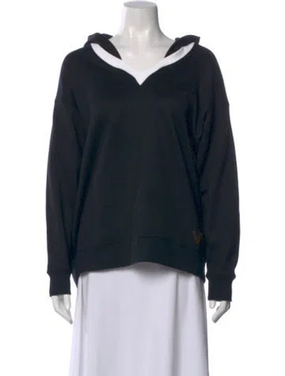 Pre-owned Valentino V-neck Long Sleeve Hoodie In Black