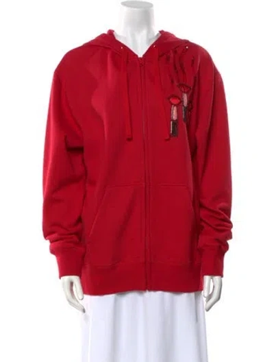 Pre-owned Valentino V-neck Long Sleeve Sweatshirt In Red