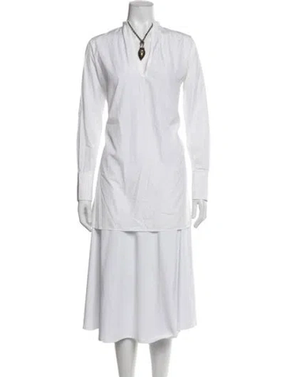 Pre-owned Valentino V-neck Long Sleeve Tunic In White