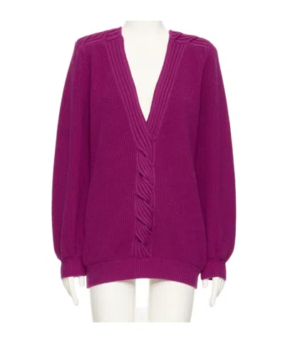 Valentino V-neck Long-sleeved Knit Top In Animal Print