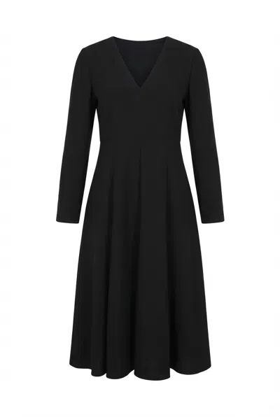 Valentino V-neck Midi Dress In Black