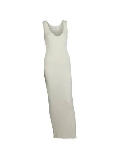 Valentino V-neck Ribbed Maxi Dress In Gray