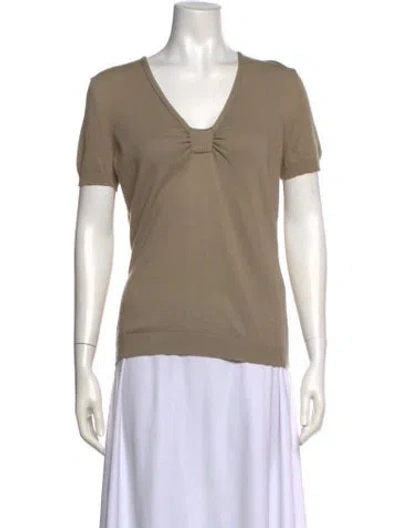 Pre-owned Valentino V-neck Short Sleeve T-shirt In Neutral