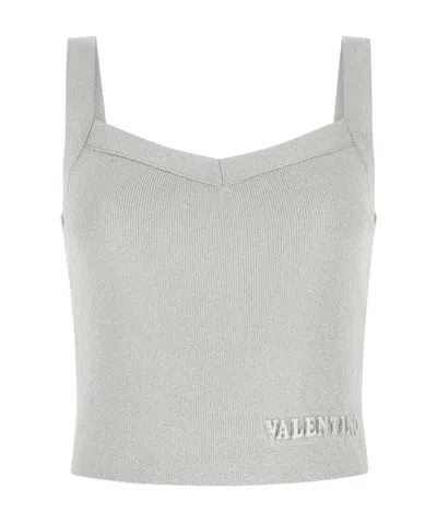 Valentino V-neck Stretch Tank Top In White