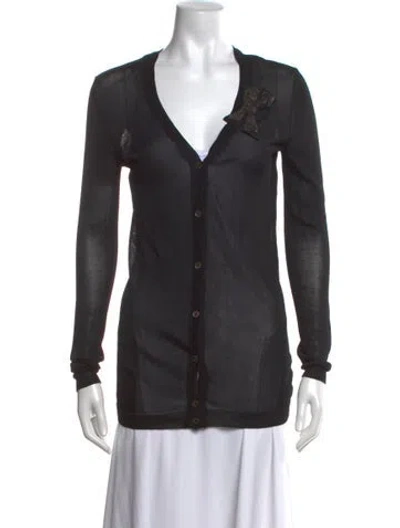 Pre-owned Valentino V-neck Sweater In Black