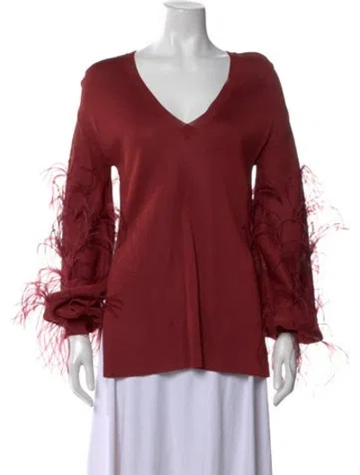 Pre-owned Valentino V-neck Sweater In Burgundy