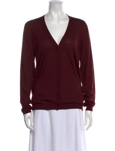 Pre-owned Valentino V-neck Sweater W/ Tags In Burgundy