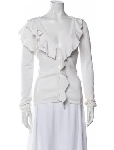 Pre-owned Valentino V-neck Sweater In White