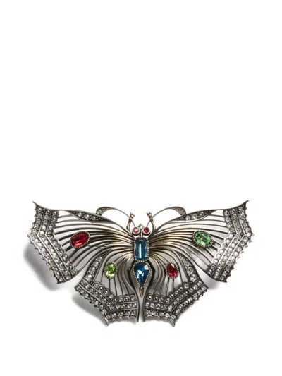 Valentino Garavani Vouloirvoler Brooch In Metal And Crystals In Neutral