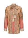 Valentino Bluse Voyage Imaginaire Aus Baumwollmusselin In Multicolour