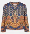 Valentino Womens Indaco Arancio Giallo Paisley-pattern Cropped Cotton Jacket In Multicoloured