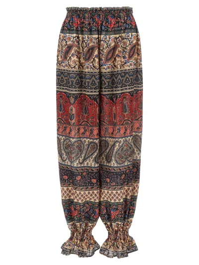 Valentino 'imaginary Journey' Floral Paisley Ruffled Pants In Multi