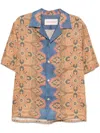 Valentino Imaginary Journey Linen Shirt In Multi