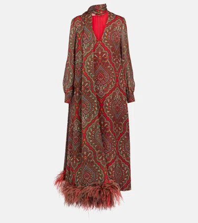 Valentino Voyage Imaginaire Silk Georgette Gown In Red