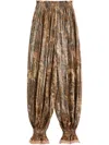 Valentino Beige Metallic Voyage Pleated Wide-leg Pants In Neutrals