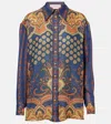 Valentino Garavani Women Paisley Linen Shirt With Medaglioni Voyage Imaginaire Pattern In Multicolor