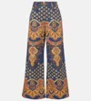 Valentino Garavani Multicolor Jeans With All-over Graphic Print And Logo Patch On The Back In Denim  In Multicolor