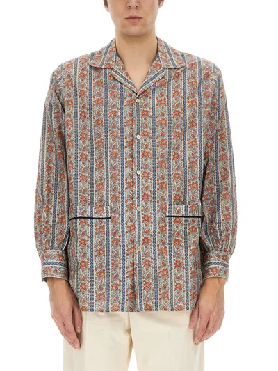 Valentino Voyage Imaginare Print Cotton Pajama Shirt In Gray