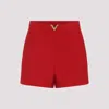 Valentino High Waisted Shorts Featuring Gold Tone Detail In Red