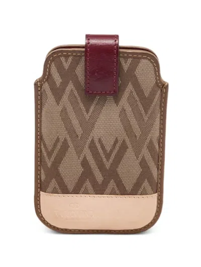 Pre-owned Valentino Garavani V-print Phone Cover In Brown