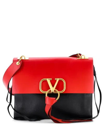 Pre-owned Valentino Garavani Vring Shoulder Bag Leather Medium Satchel In Black